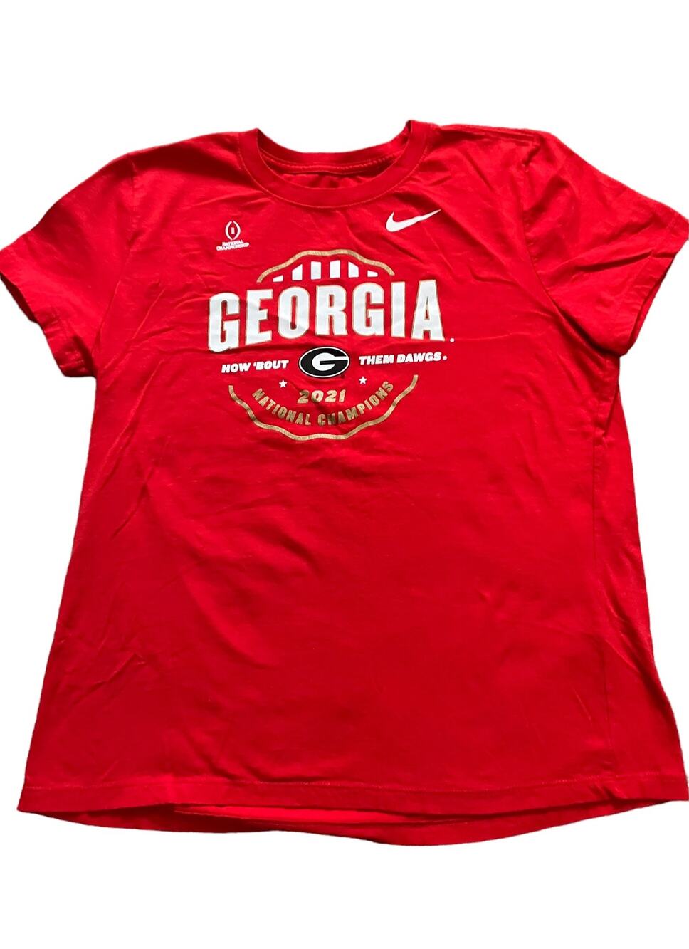 Nike Women's Red Georgia Bulldogs 2021 Football National Championship Shirt SZ L